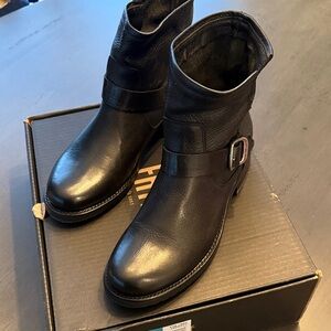 Frye Black Leather Ankle Boots